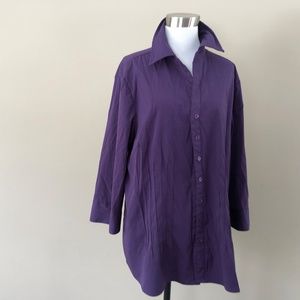 Plus Size 2X Purple Button Front Blouse